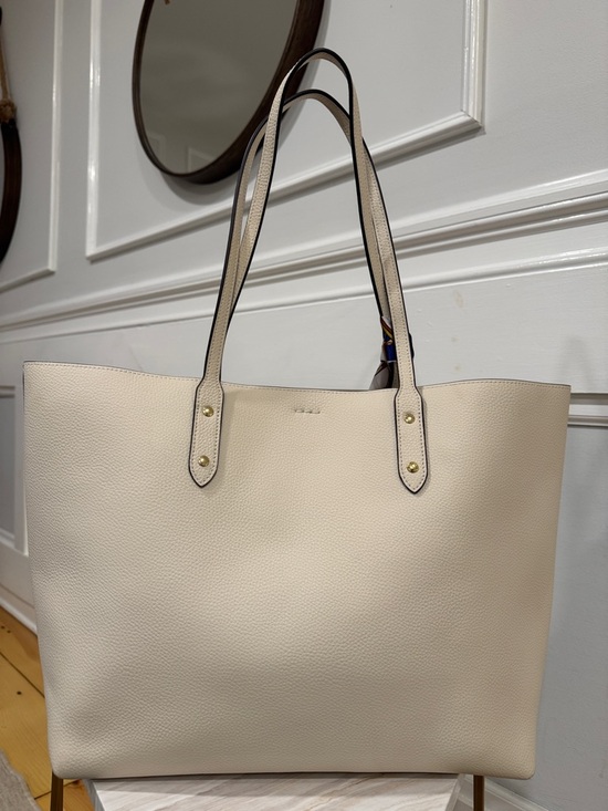 Coach Large Town Tote Chalk Pebbled Leather Off White Tote - Picture 7 of 17